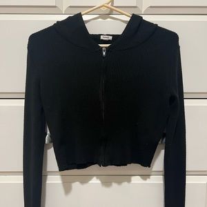 cropped black sweater zip up